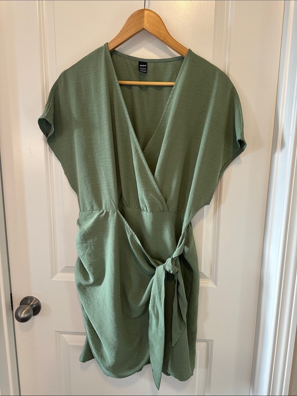 SHEIN Sage Green Wrap Midi Dress